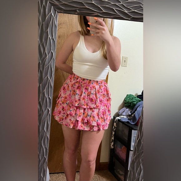 Multi Ruffle Floral Mini Skirt - Picture 2 of 2